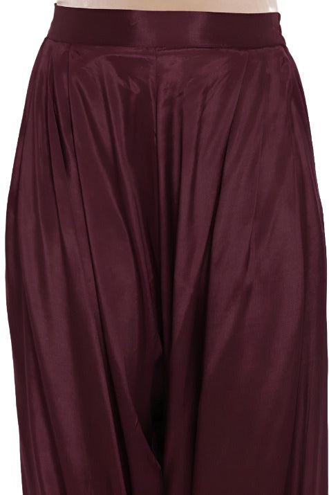Wine Solid Draped Pants in Germany