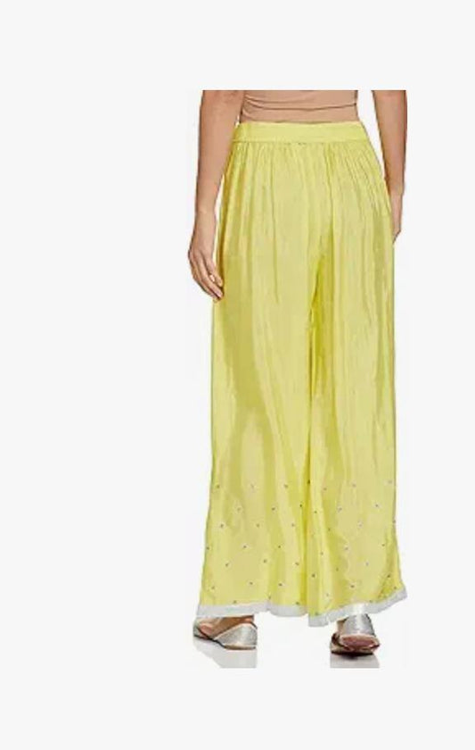 Wishful Women's Straight Fit Pants embroidery and fabric detail - Neha Couture Indian Fashion