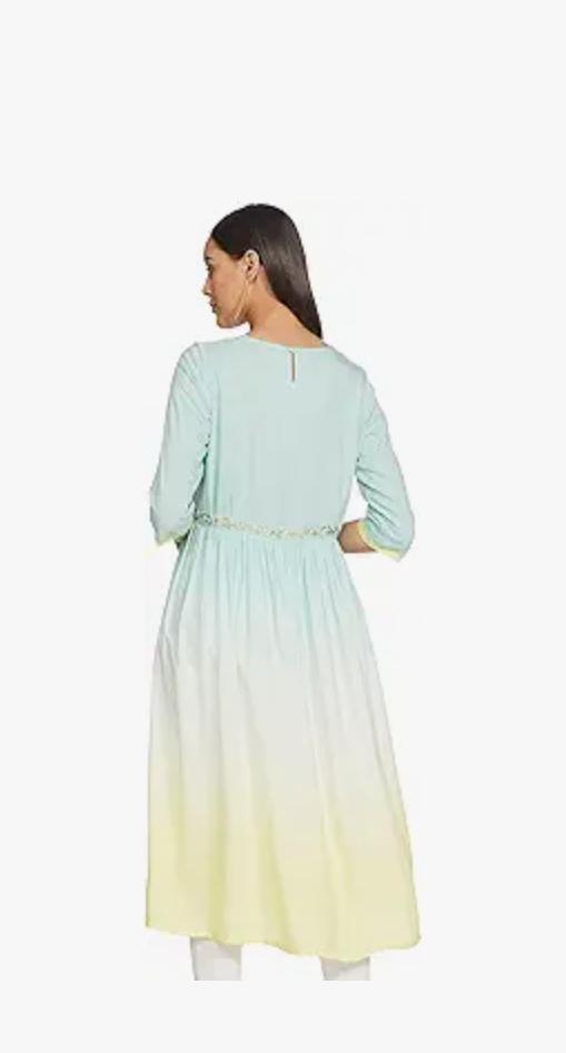 W for Woman Women's Viscose Fit and Flare Below The Knee Dress in Berlin