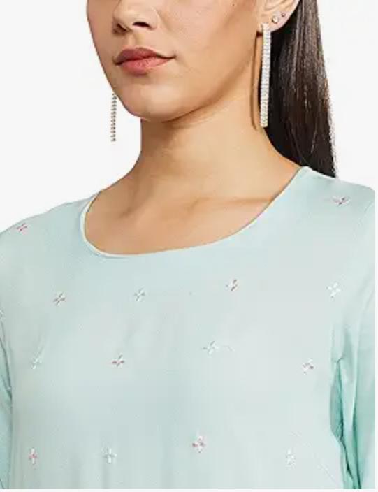 W for Woman Women's Viscose Fit and Flare Below The Knee Dress in Berlin