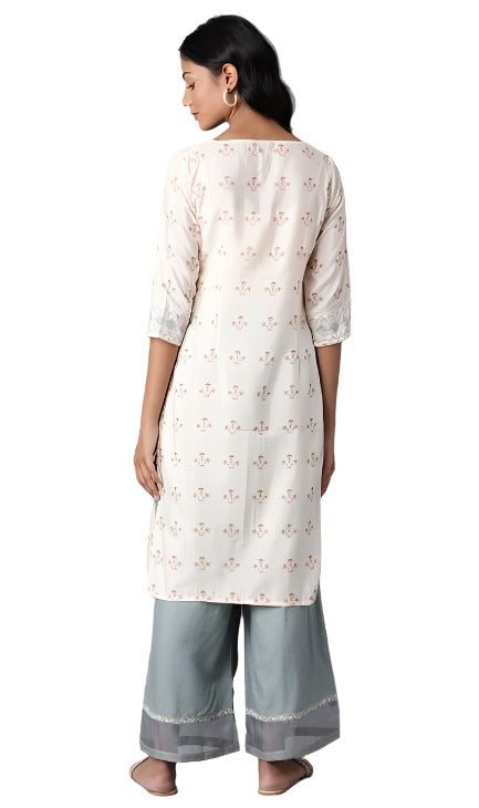 Ecru Floral Printed kurta in Germany