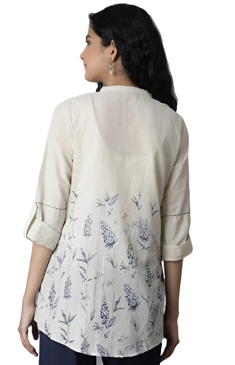 Ecru Floral Printed A-line Top in Germany