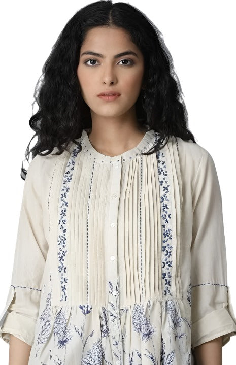 Ecru Floral Printed A-line Top in Germany