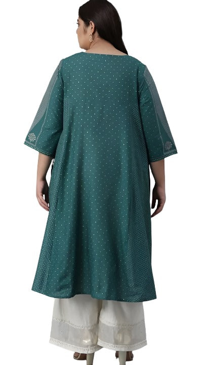Green Polka Dots Printed Flared kurta in Germany
