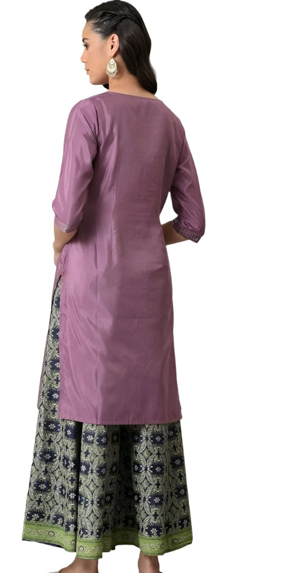 Purple Shantung Mukaish Printed kurta in Berlin