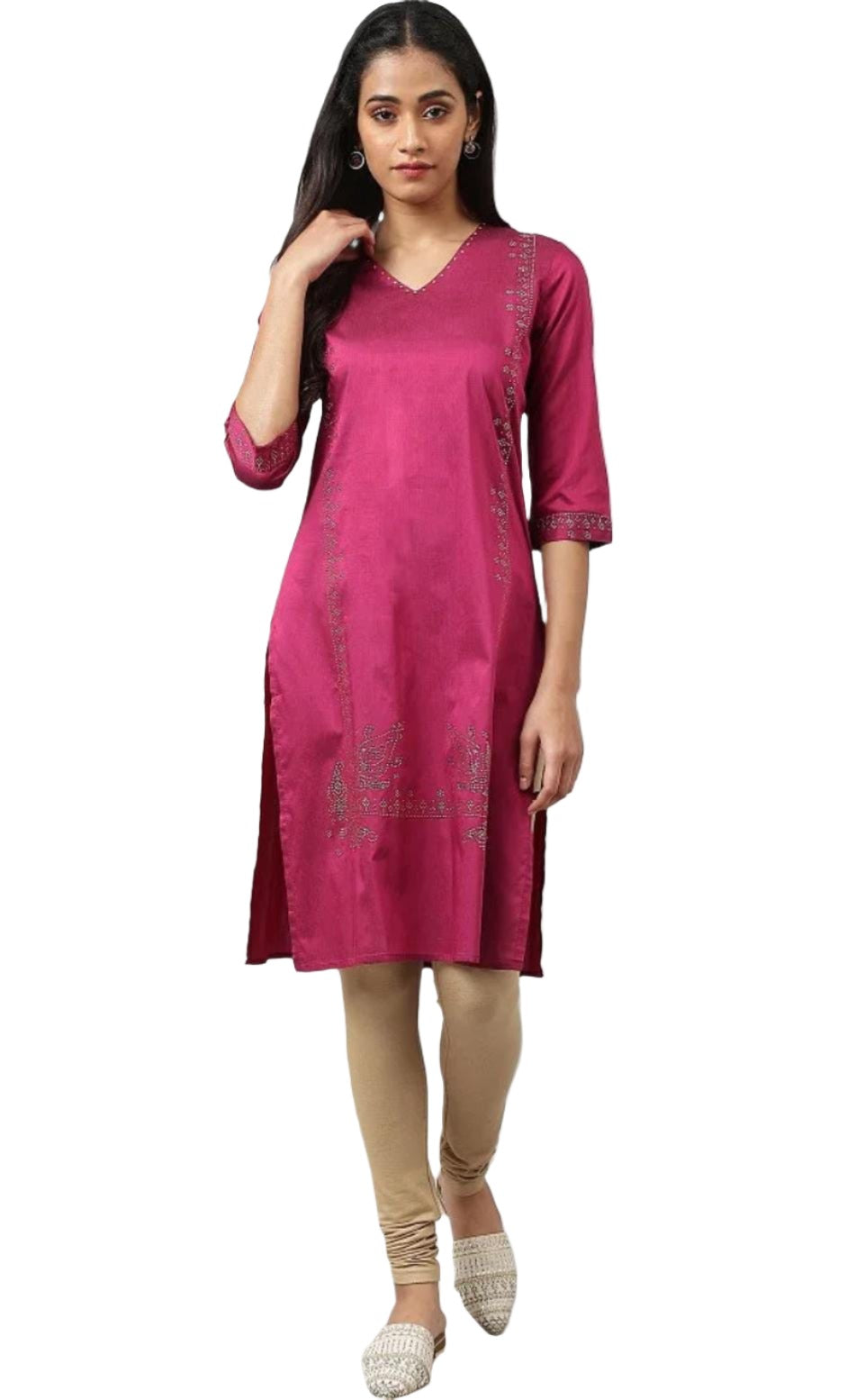 Magenta Mukaish Printed kurta With Sequins in Essen