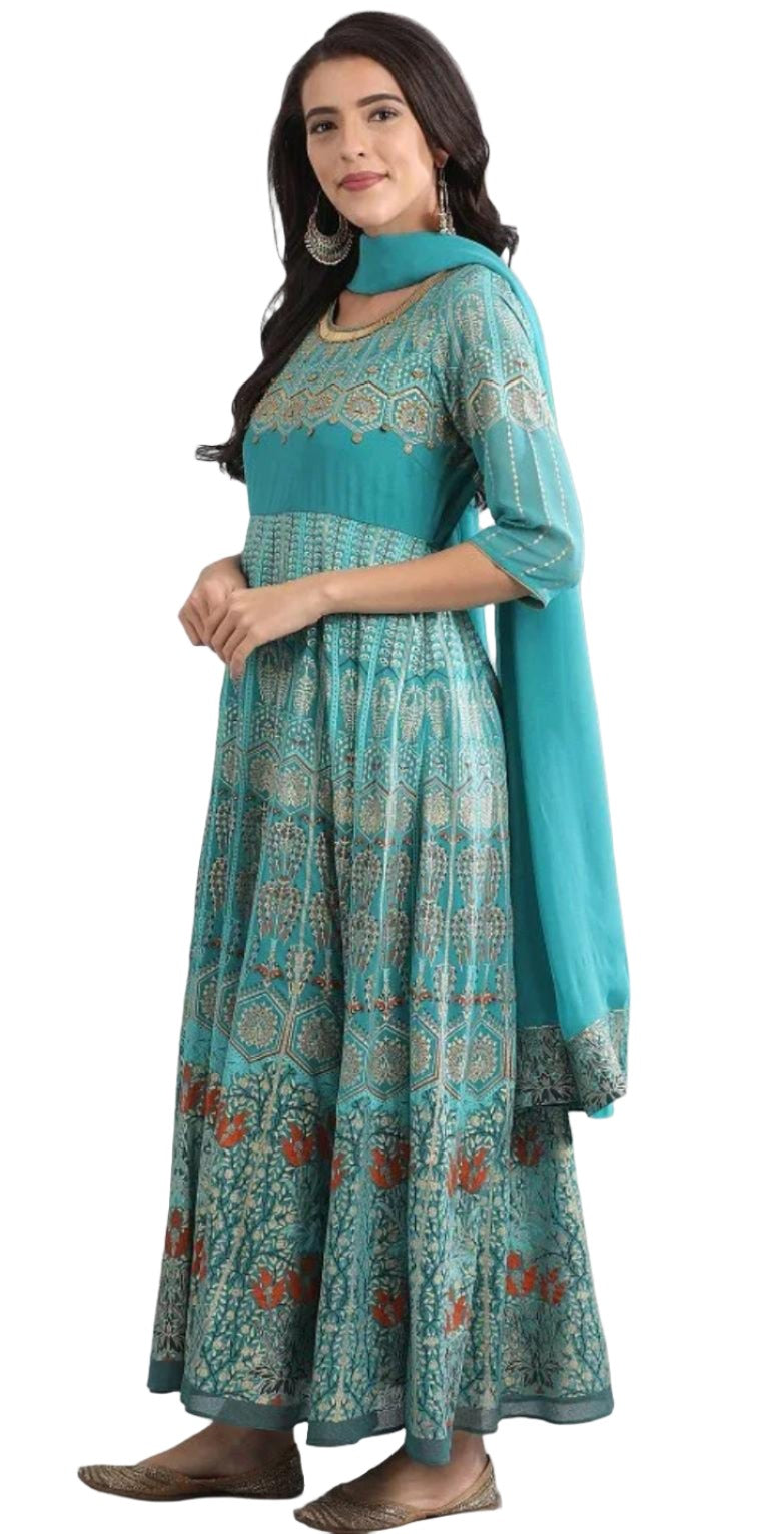 Teal Round Neck kurta Set in Paris