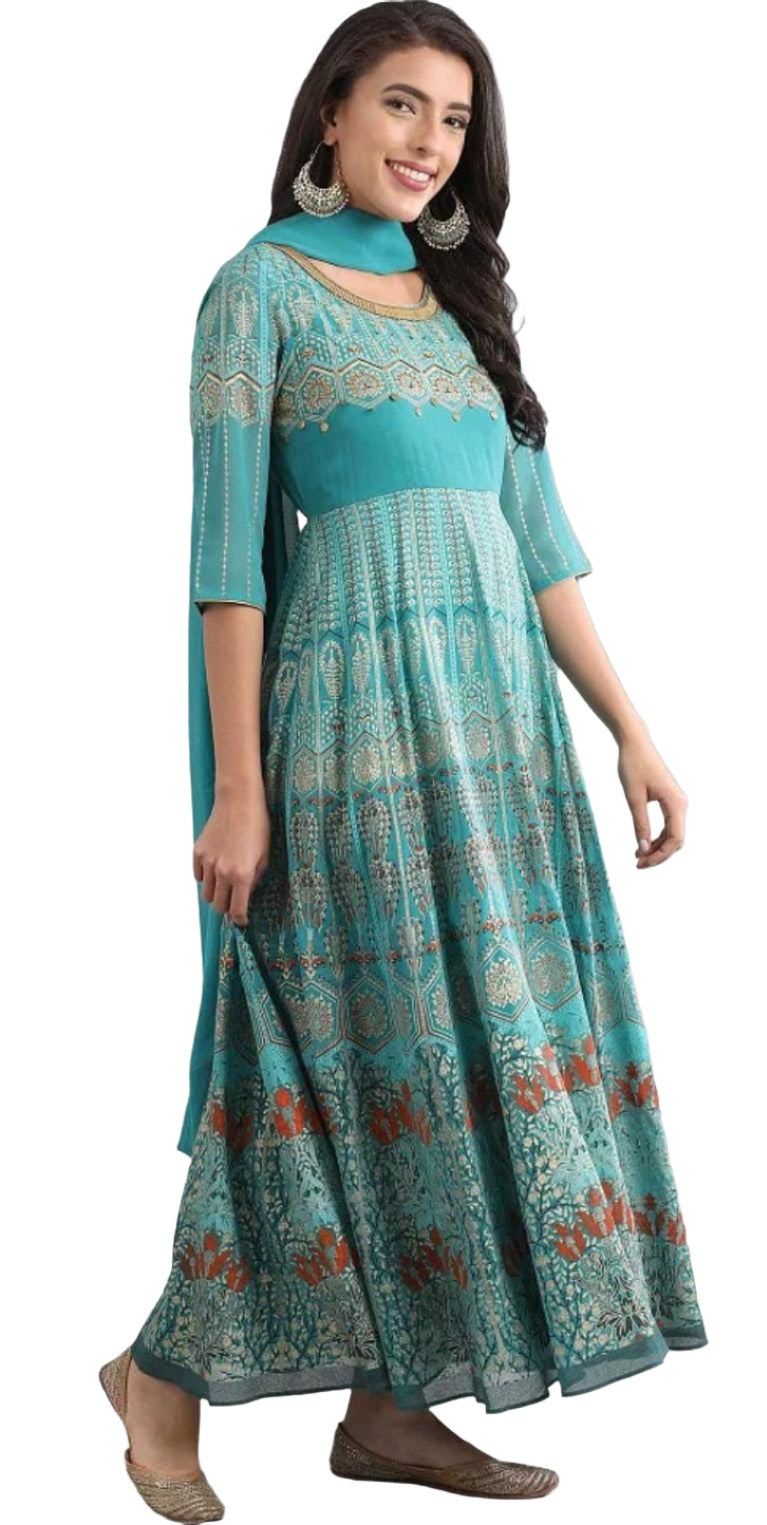 Teal Round Neck kurta Set in Paris