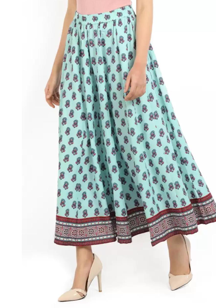 Women Printed Flared Multicolor Skirt in Essen