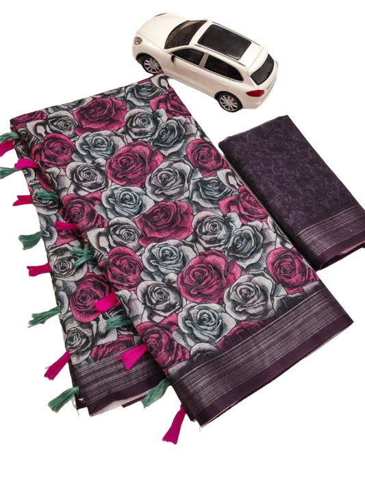 Digital Print Linen Sarees in Essen