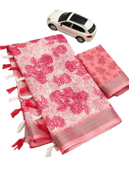 Digital Print Linen Sarees in Germany