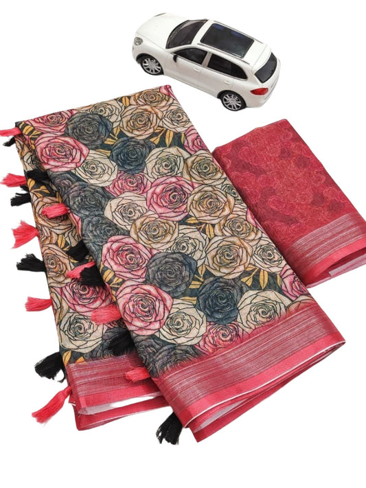 Digital Print Linen Sarees in Germany