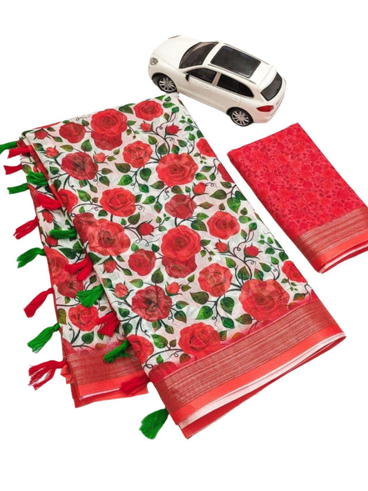 Digital Print Linen Sarees in Germany