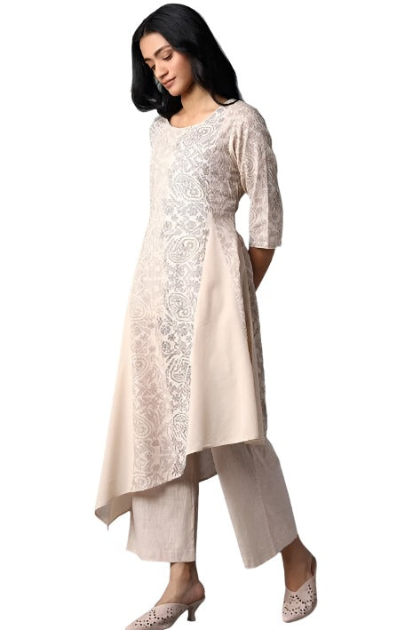 Asymmetric kurta In Floral Print And Round Neck in Berlin