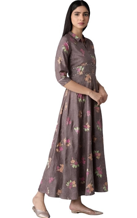 Purple Shirt Dress embroidery and fabric detail - Neha Couture Indian Fashion