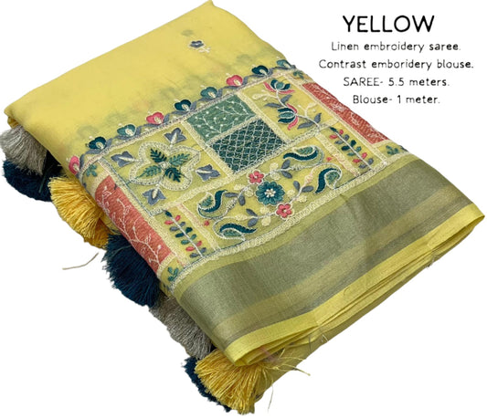Linen embroidered saree in Berlin