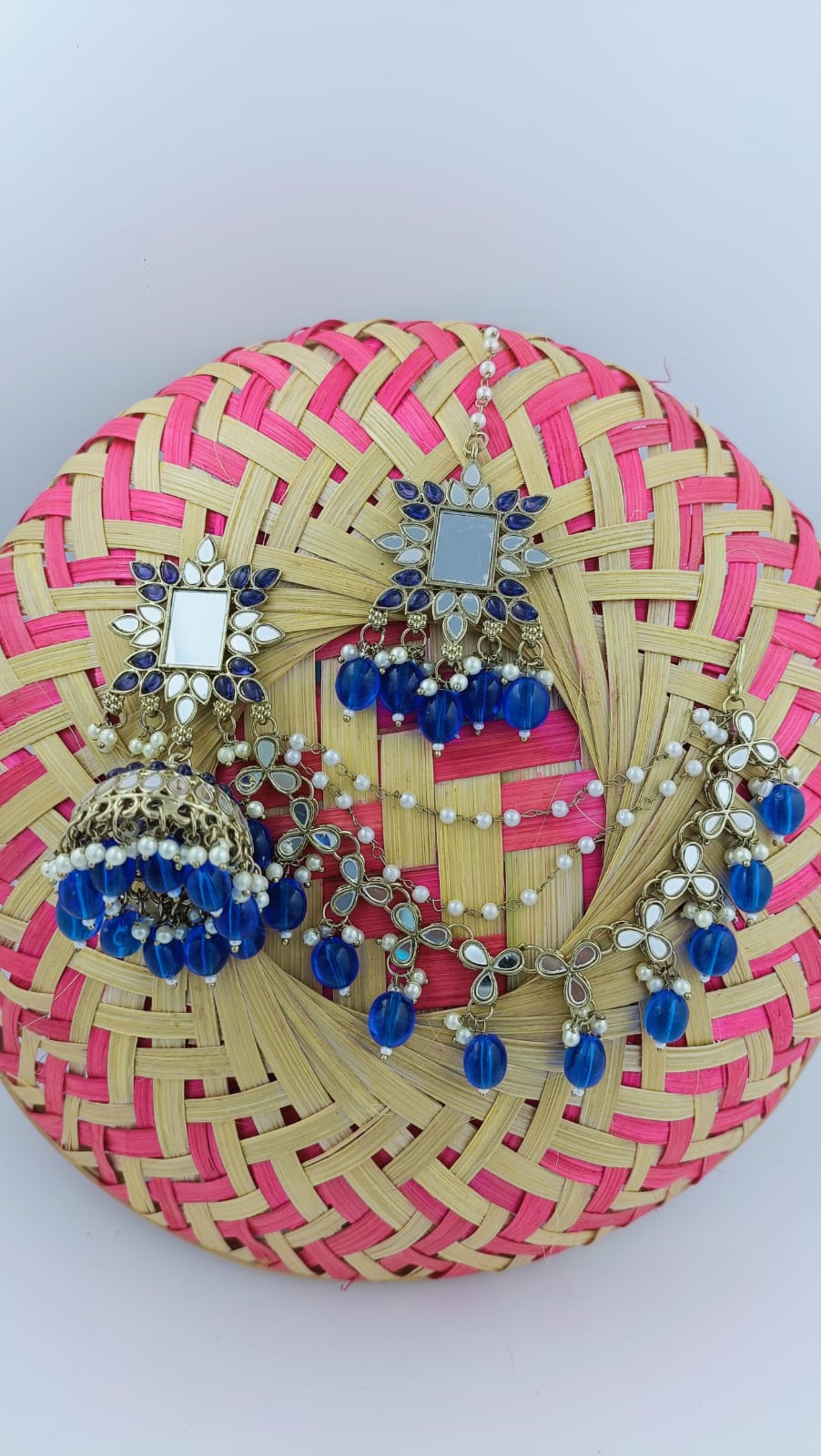 Mirror Earrings & Maang Tikka set