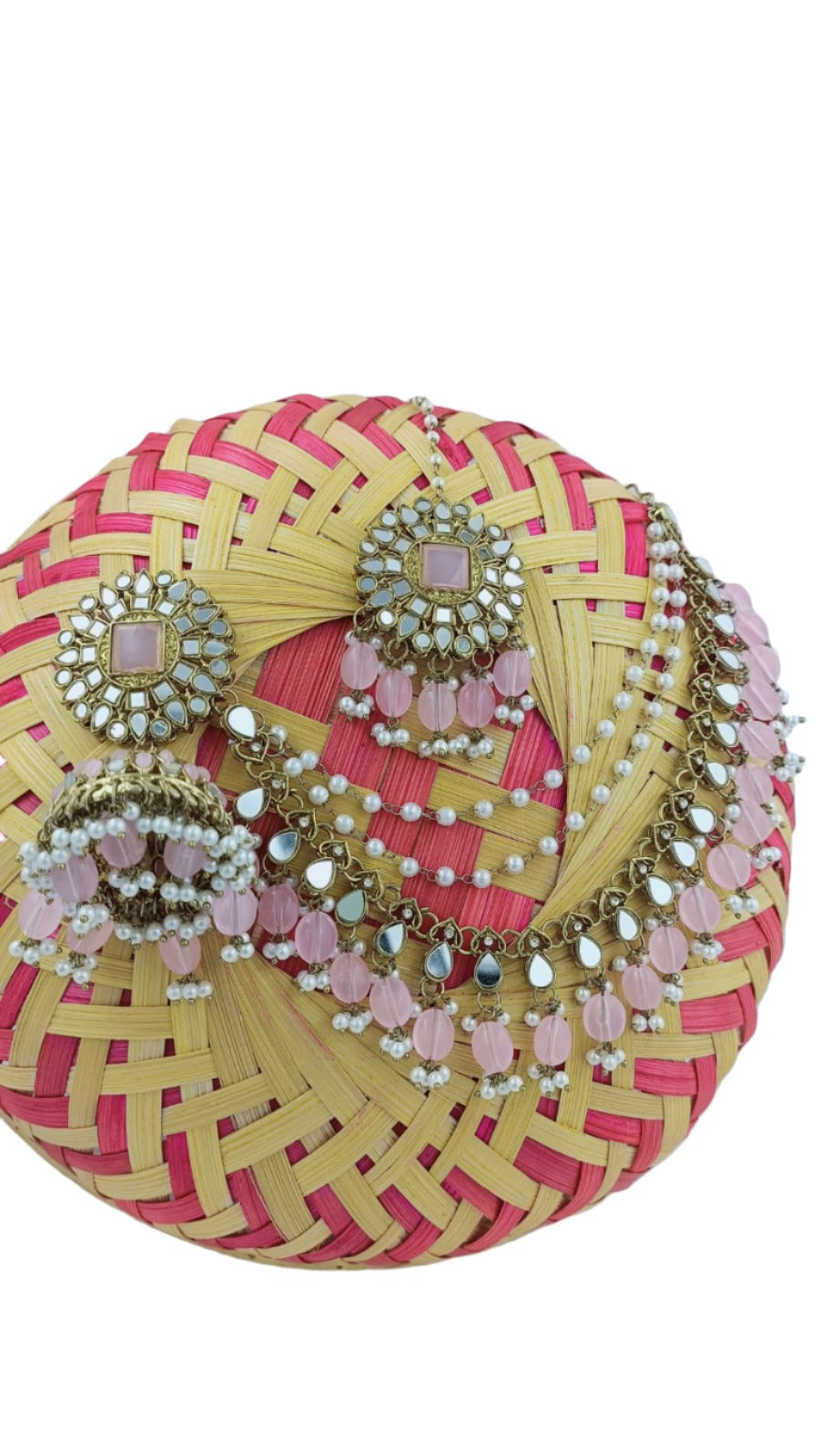Mirror work Earrings & Maang Tikka set in Germany