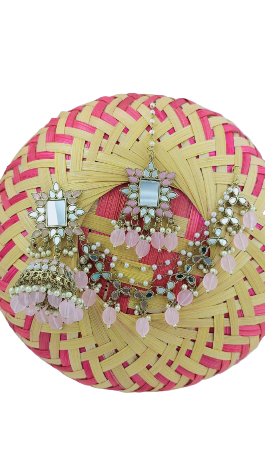 Mirror work Earrings & Maang Tikka set in Germany