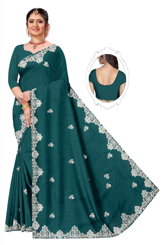 Indian Silk Saree with Embroidery in Essen