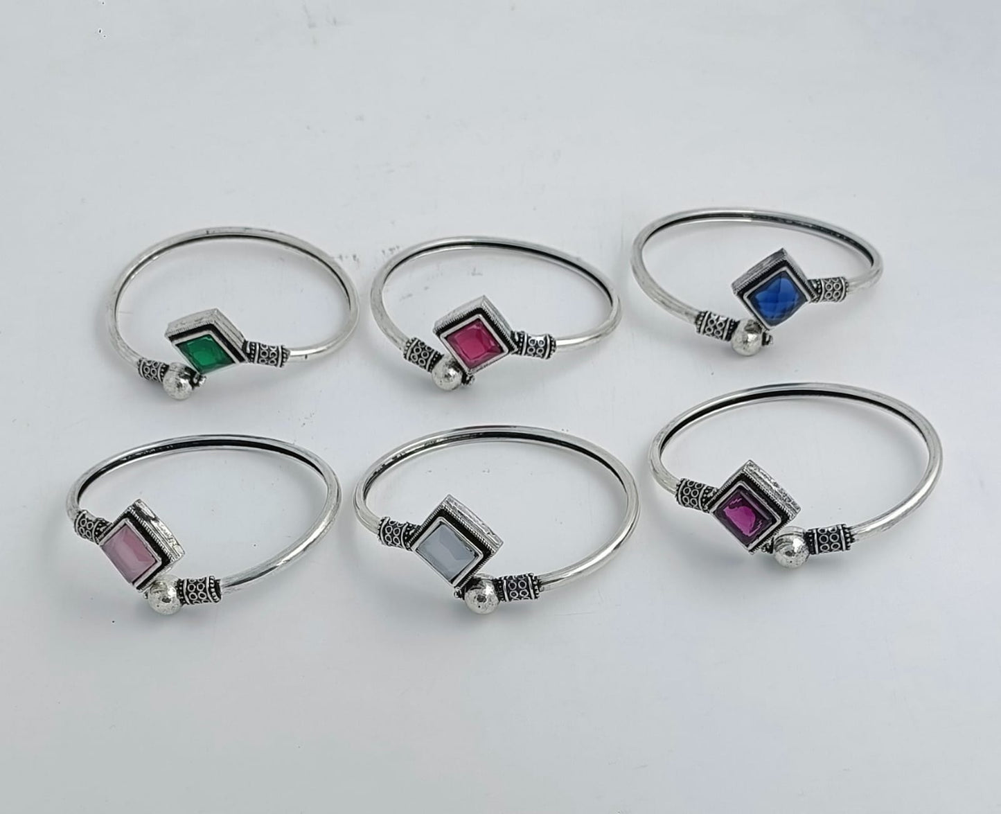 Silver Carved Square Ruby Cuff Bracelet in Munch