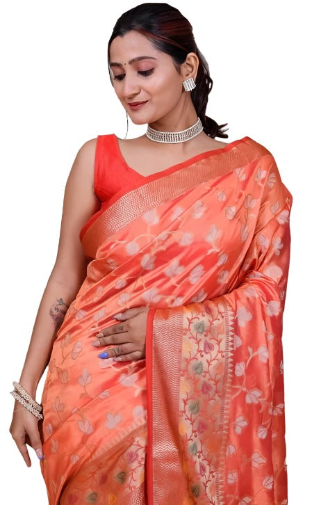 Organza Saree with Hot Pink Jacquard Border in Berlin