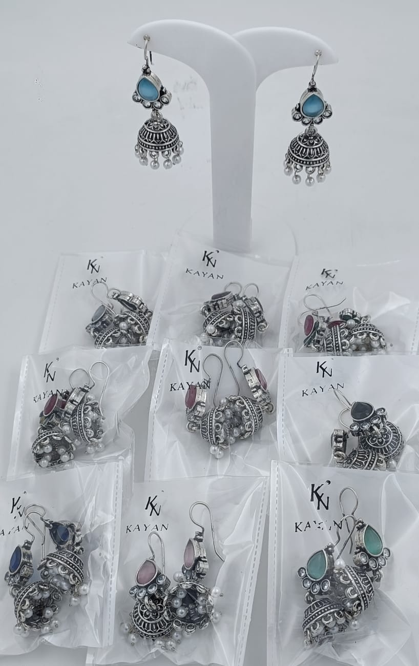 Silver Plated Stone Earrings Brass Jhumki Earring in Berlin