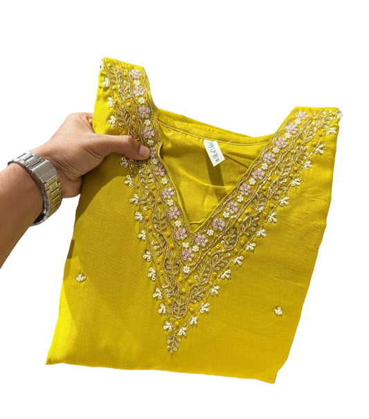Dola Silk Handwork Kurti dupatta Bottom Set in Munich