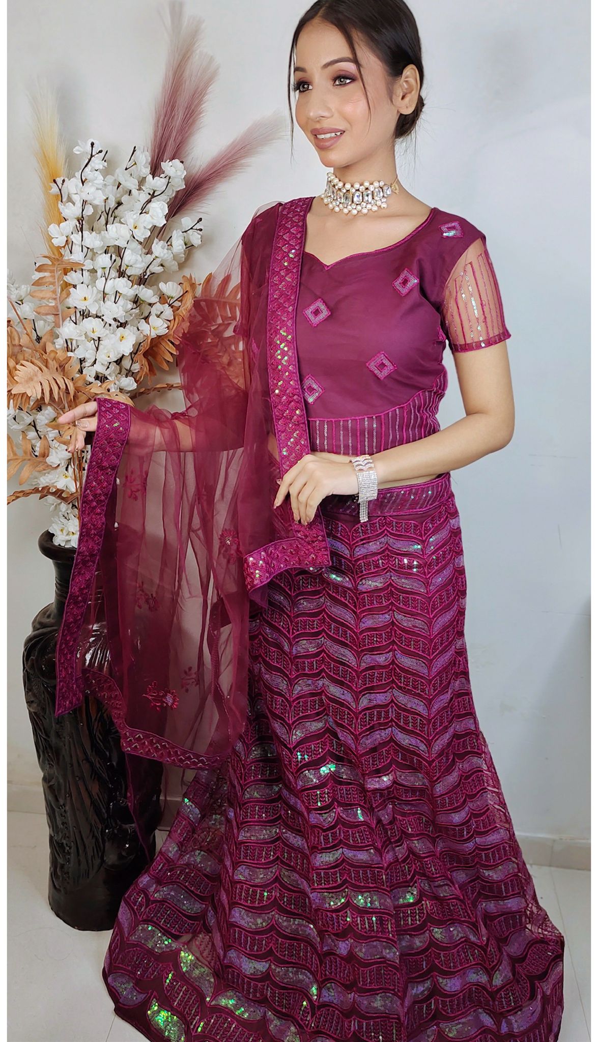 Partywear complete stitched Lehenga Choli set in Germany