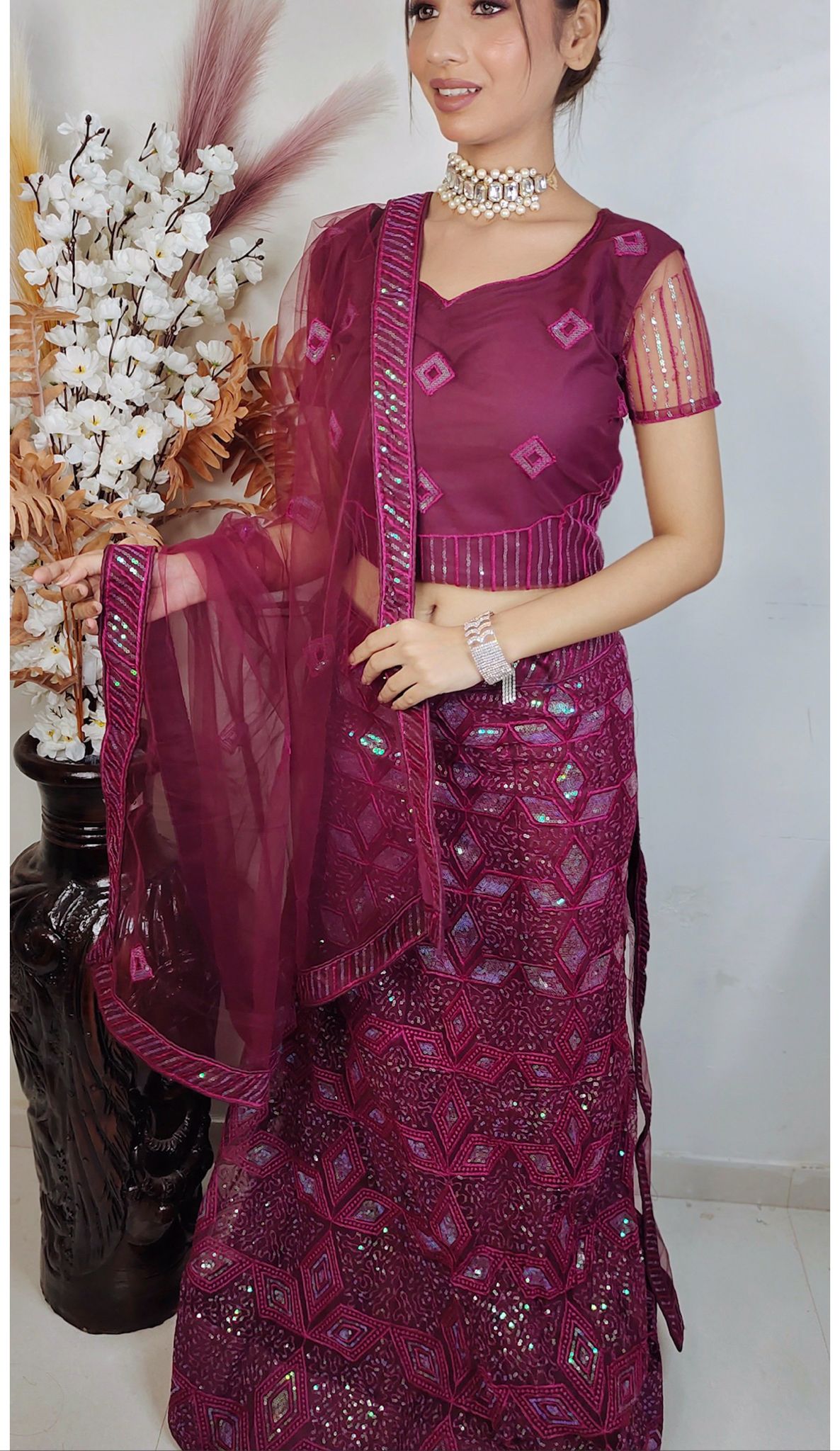 Partywear complete stitched Lehenga Choli set in Germany