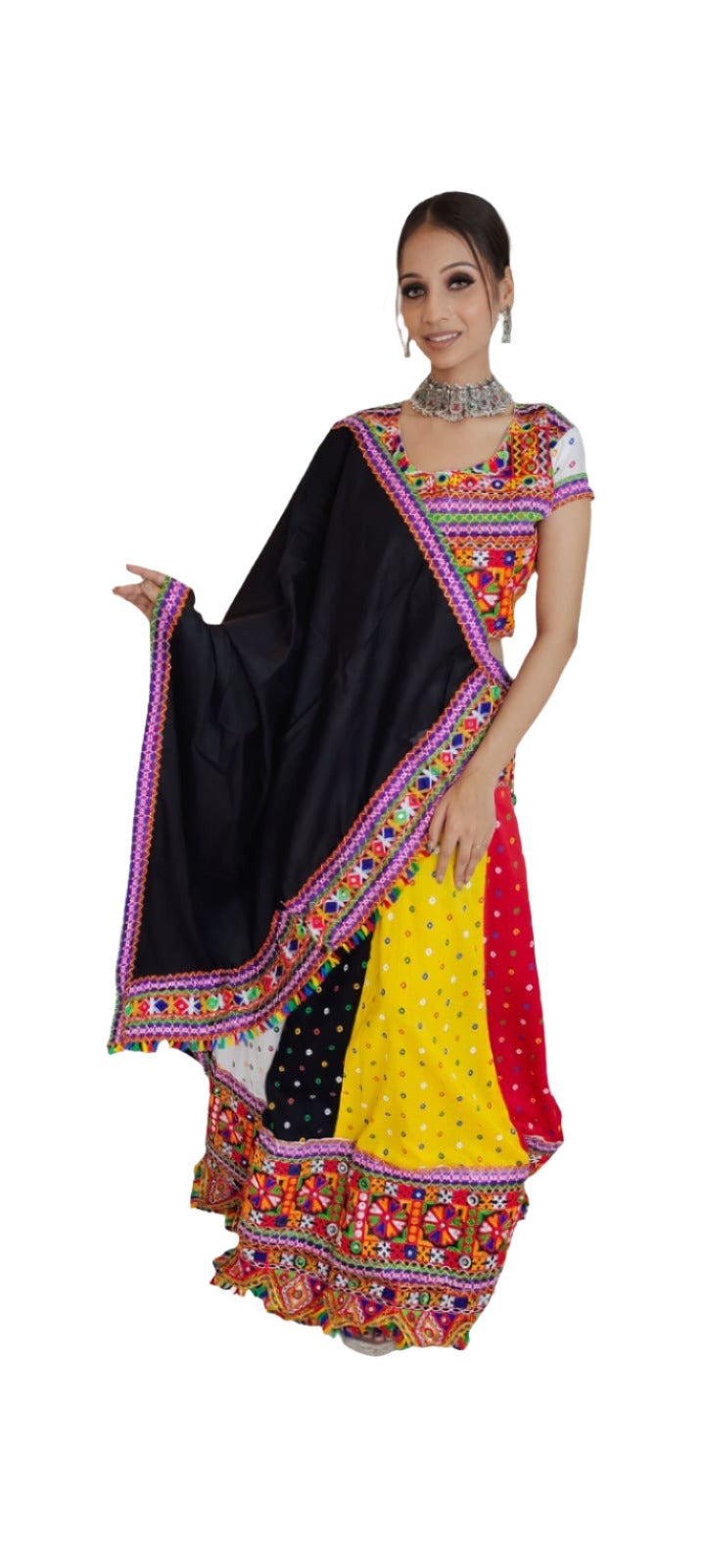 Multicolor Gujrati Navratre Bandhani Lahenga for women