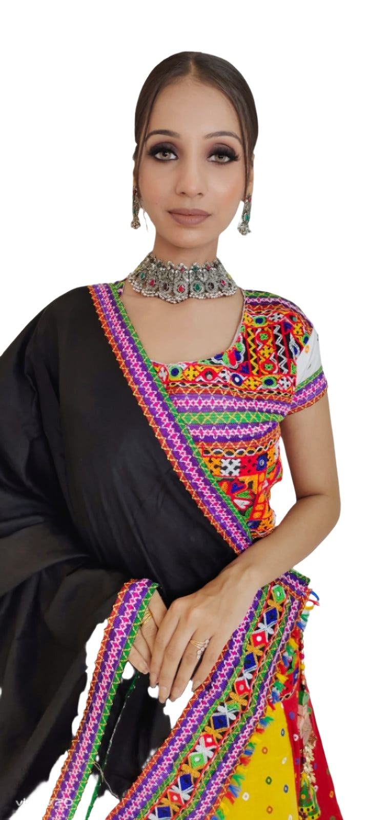 Multicolor Gujrati Navratre Bandhani Lehenga for women in Germany