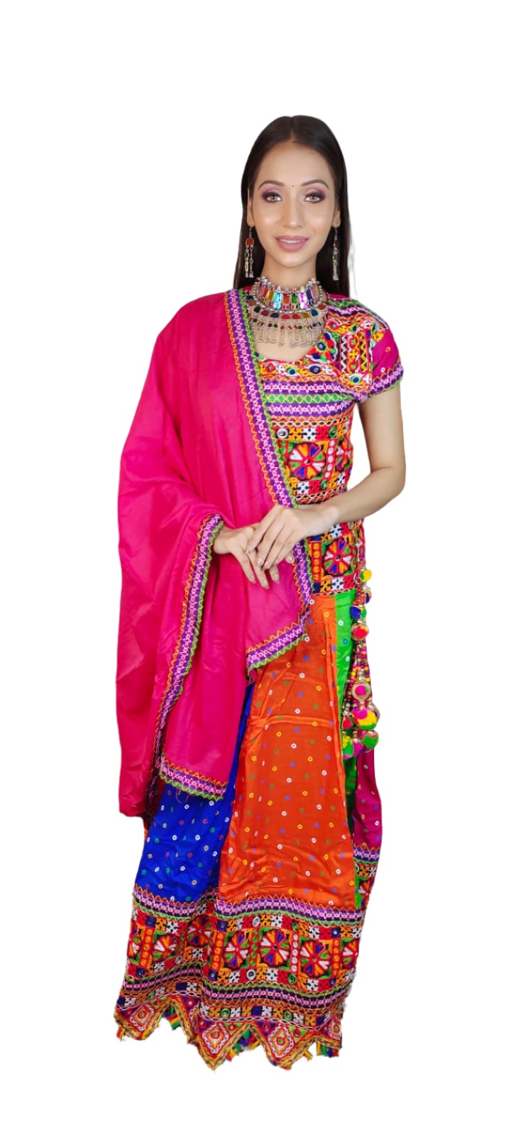Multicolor Gujrati Navratre Bandhani Lahenga for women