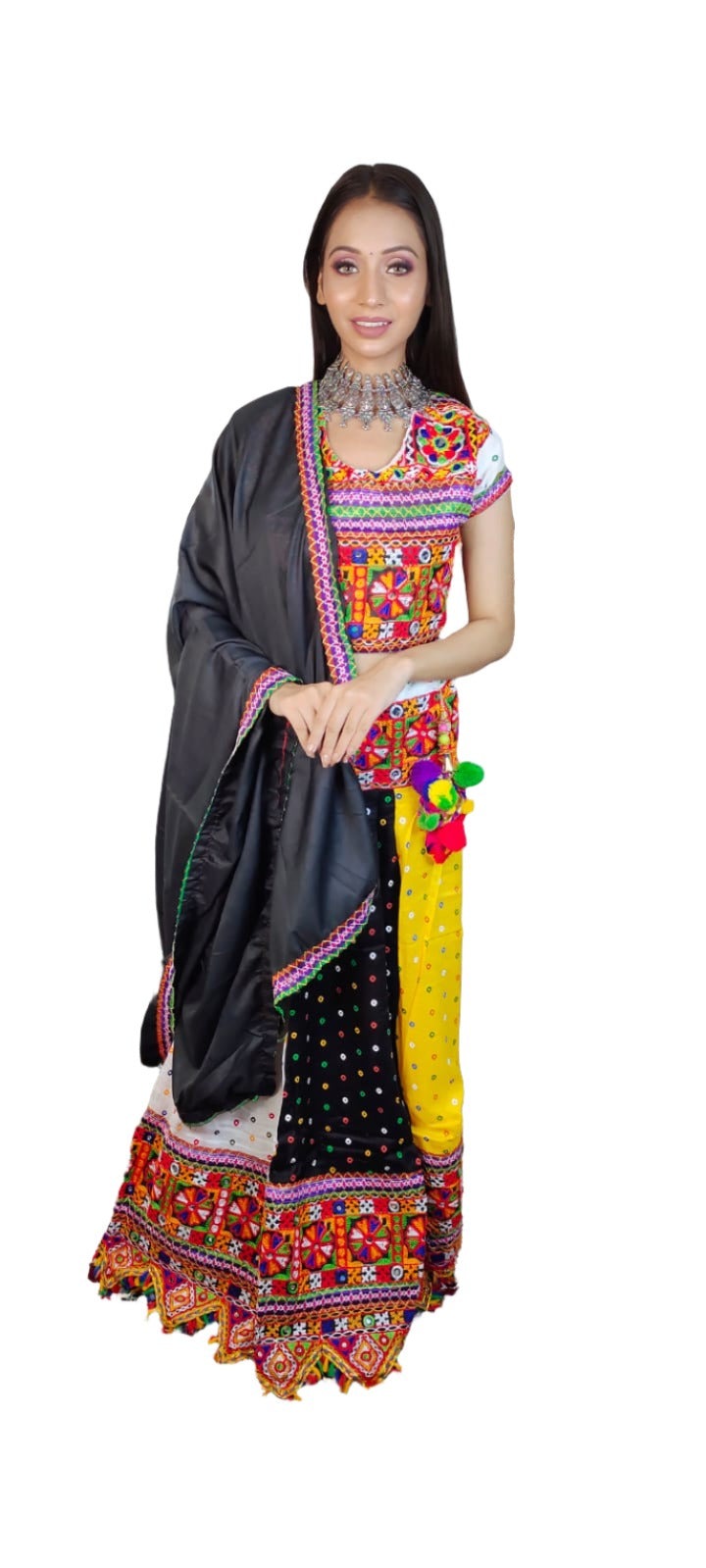 Multicolor Gujrati Navratre Bandhani Lahenga for women