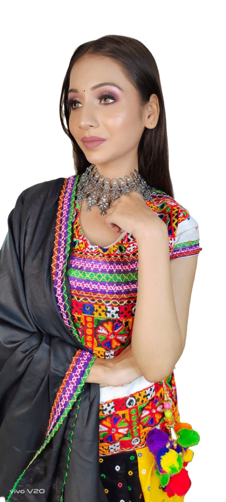 Multicolor Gujrati Navratre Bandhani Lahenga for women
