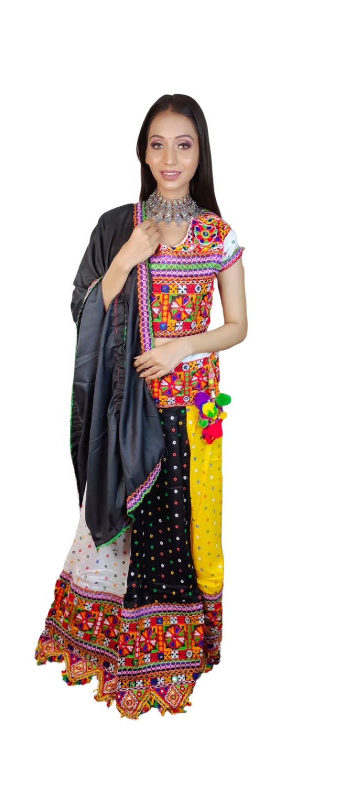 Multicolor Gujrati Navratre Bandhani Lahenga for women