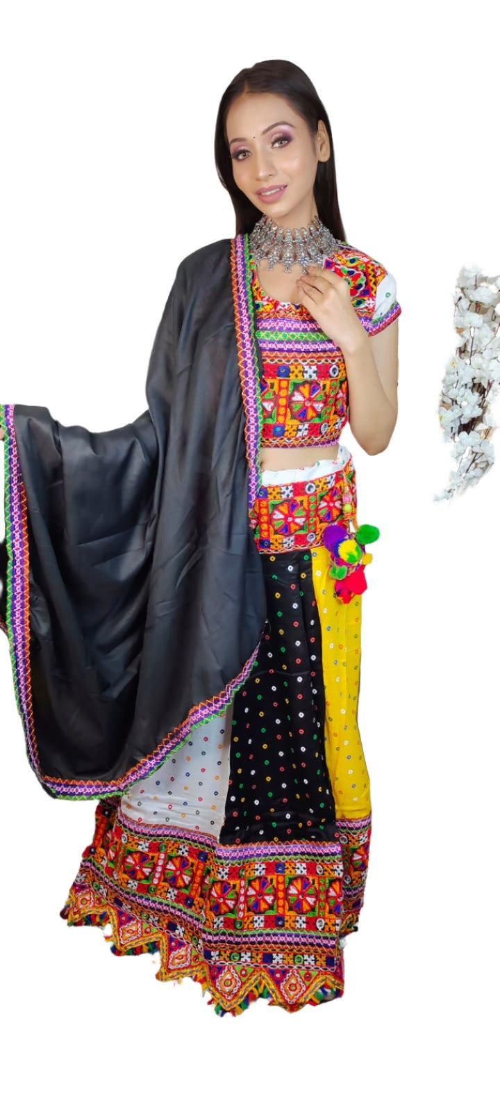 Multicolor Gujrati Navratre Bandhani Lahenga for women