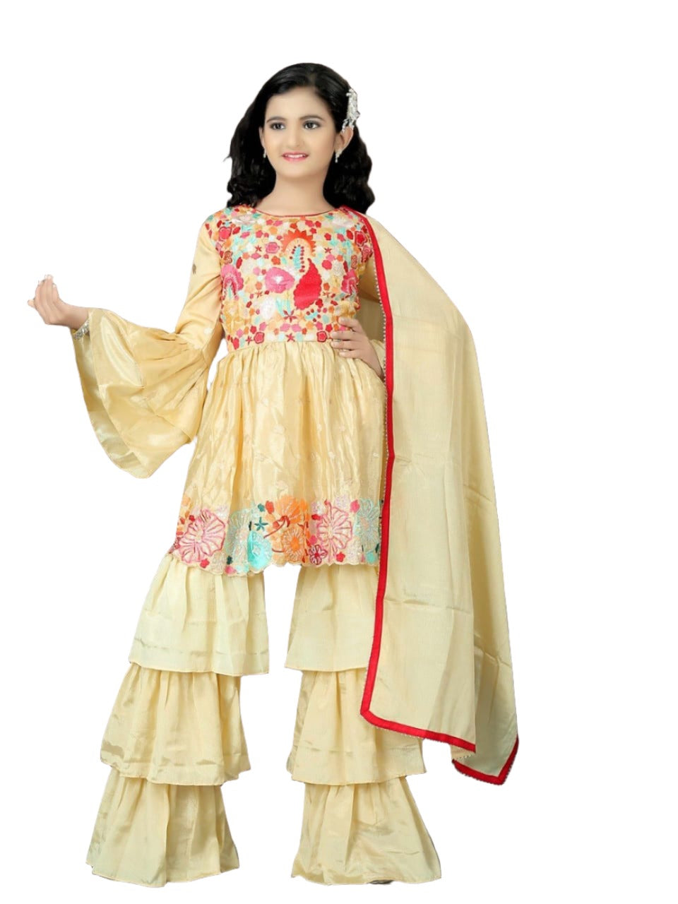 Georgette Girls Chinun Double Frill Sharara Suit in Germany