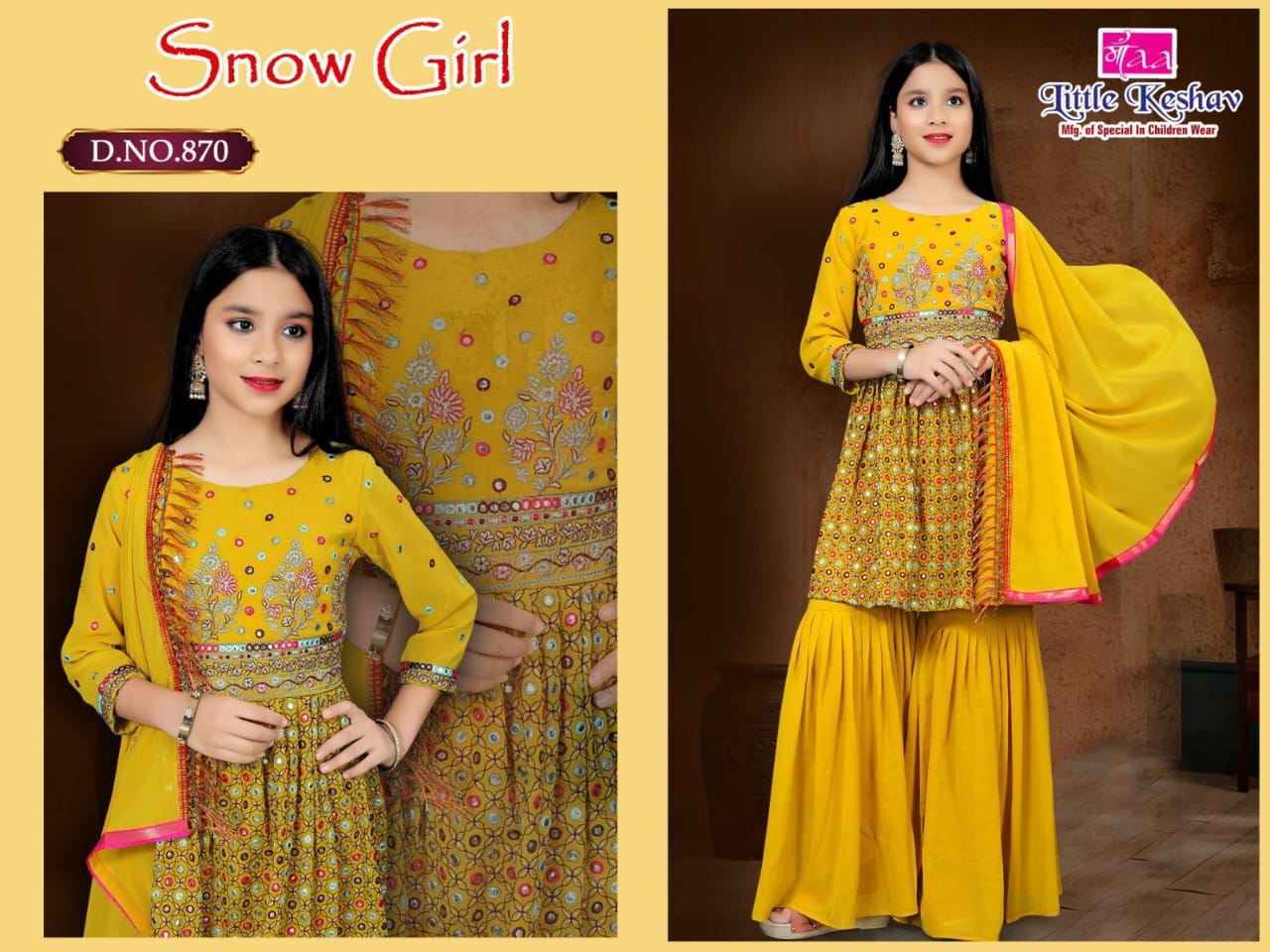 Girls Mustard Georgette Sharara Suit in Germany