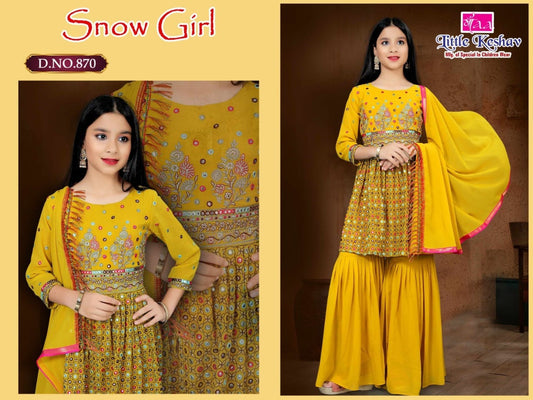 Girls Mustard Georgette Sharara Suit in Germany