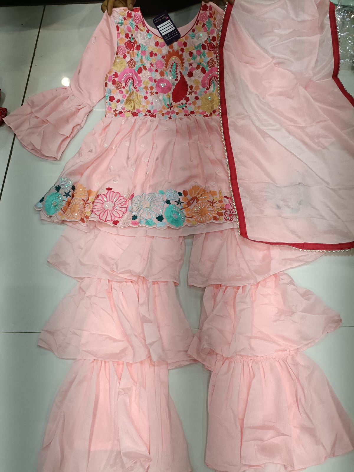 Georgette Girls Chinun Double Frill Sharara Suit in Germany