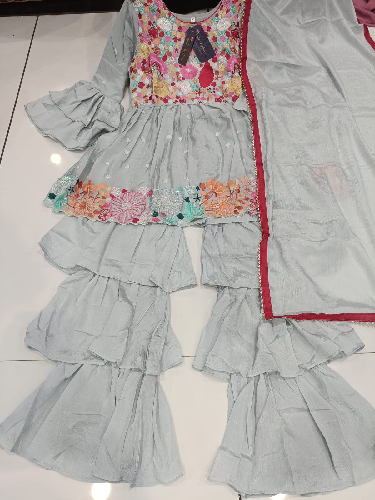 Georgette Girls Chinun Double Frill Sharara Suit in Germany