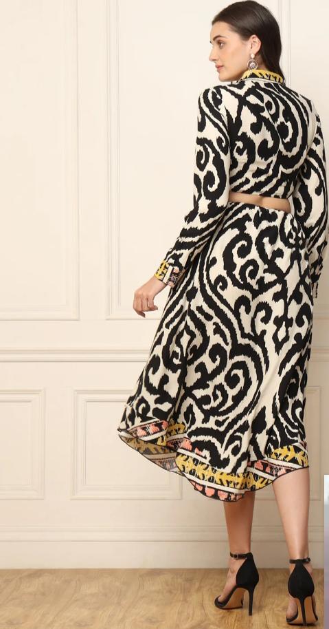 ABSTRACT PRINTED WAIST CUT OUT DESIGNED WOMEN SHIRT in Munich