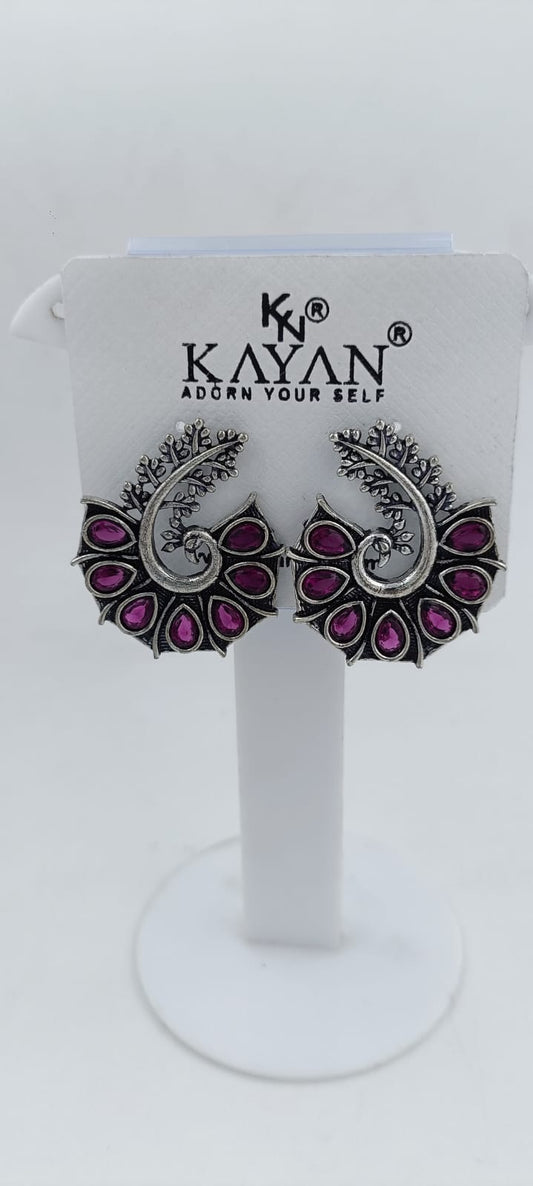 Beautiful Unique Design Oxidised Silver Stud Earrings in Munich