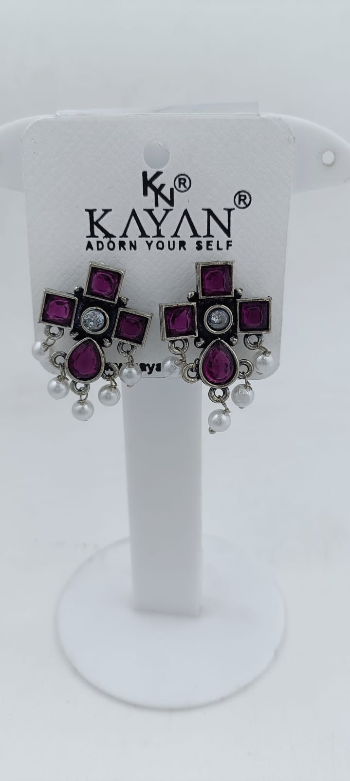 Sterling Silver Oxidised Square Faux earrings in Berlin