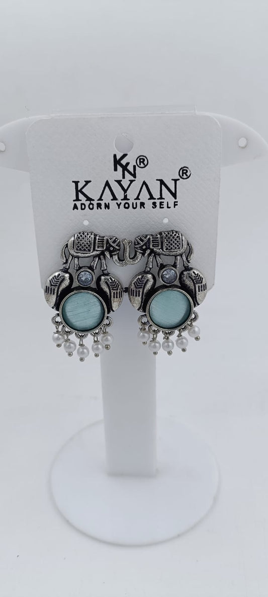 Monalisa Stone Elephant Shape Silver Replica Stud Earring in Germany
