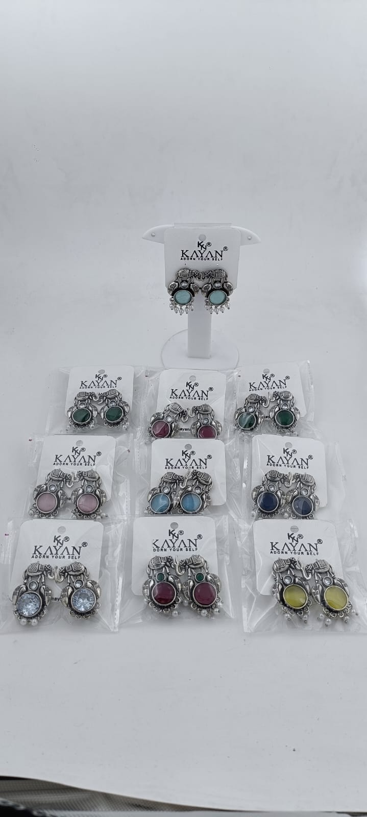 Monalisa Stone Elephant Shape Silver Replica Stud Earring in Germany