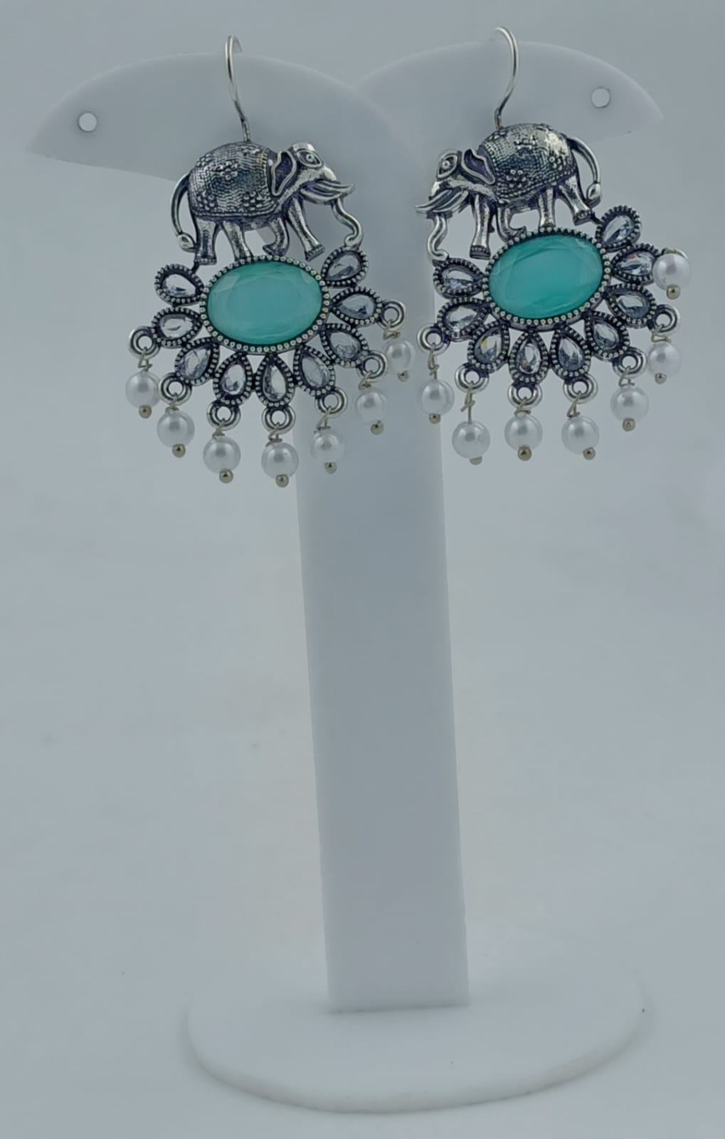 Monalisa Stone Elephant Shape Silver Replica Stud Earring in Berlin