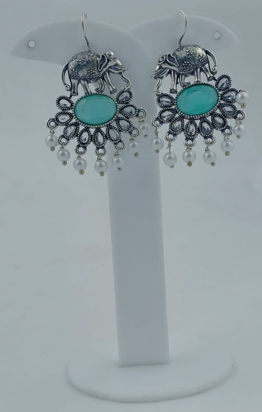 Monalisa Stone Elephant Shape Silver Replica Stud Earring in Berlin