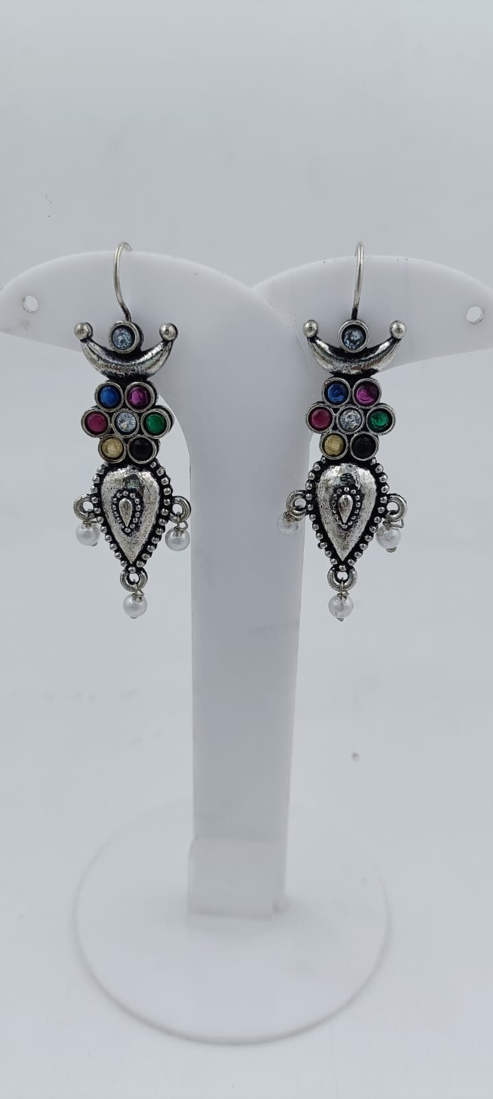 Oxidised Stone Studded Chandbali Earrings in Berlin